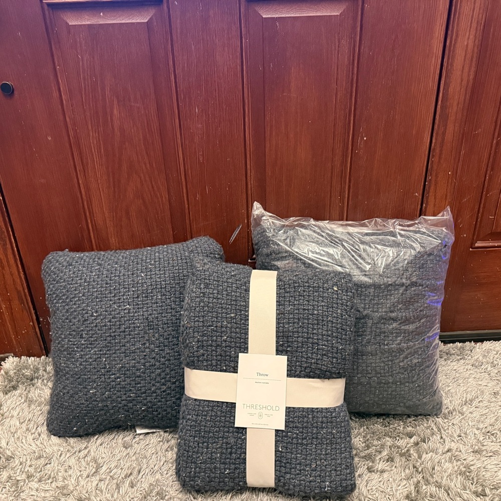 Threshold Charcoal Textured Throw Pillows Trio